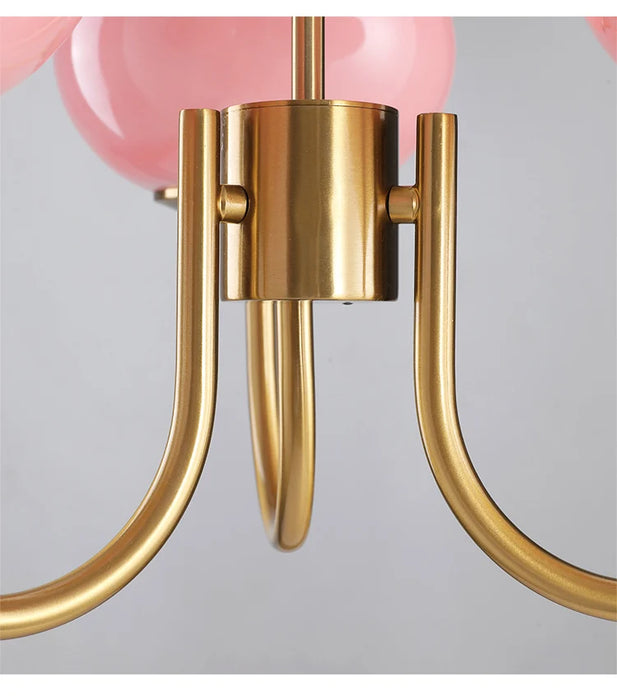 Nordic Pink Bedroom Lamp – Warm Romantic Bauhaus Chandelier