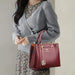 Women’s PU Leather Tote Bag – Fashion Soft Casual Handbag with Zipper Closure 