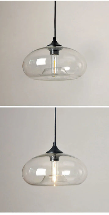 Modern Glass Pendant Light – Elegant LED Ceiling Fixture with Iron Finish - Samanta Factory