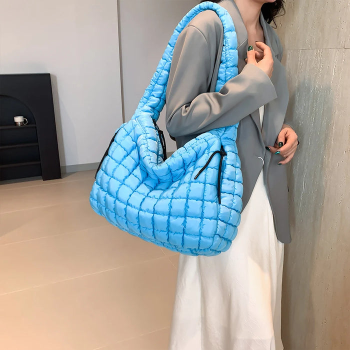 Women’s Puffer Shoulder Bag – Fashion Bubble Tote with Large Capacity - Samanta Factory