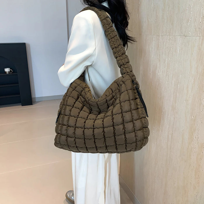 Women’s Puffer Shoulder Bag – Fashion Bubble Tote with Large Capacity - Samanta Factory