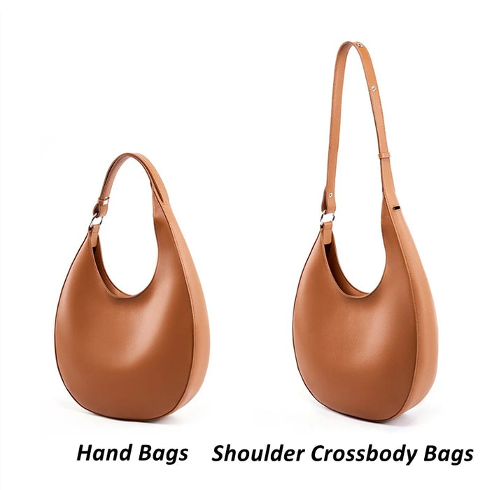 Half-Moon Shoulder Bag – Soft Versatile Leather Handbag for Women - Samanta Factory