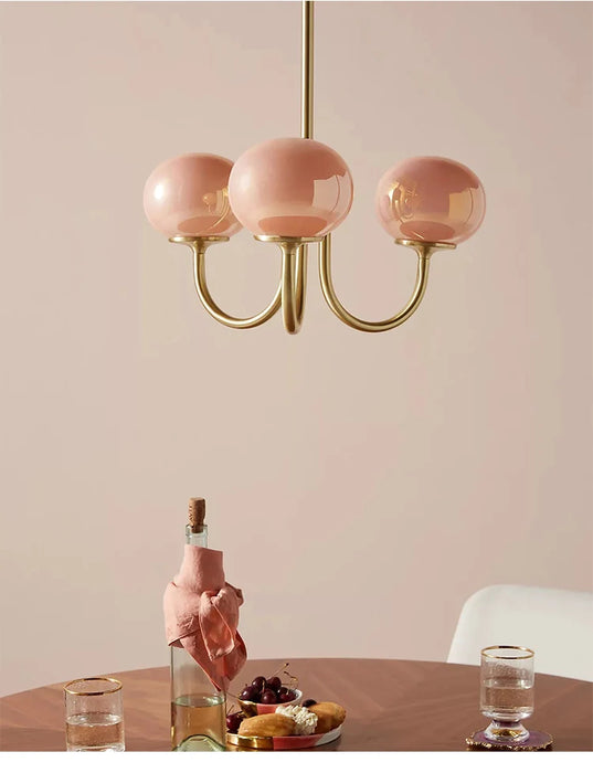 Nordic Pink Bedroom Lamp – Warm Romantic Bauhaus Chandelier