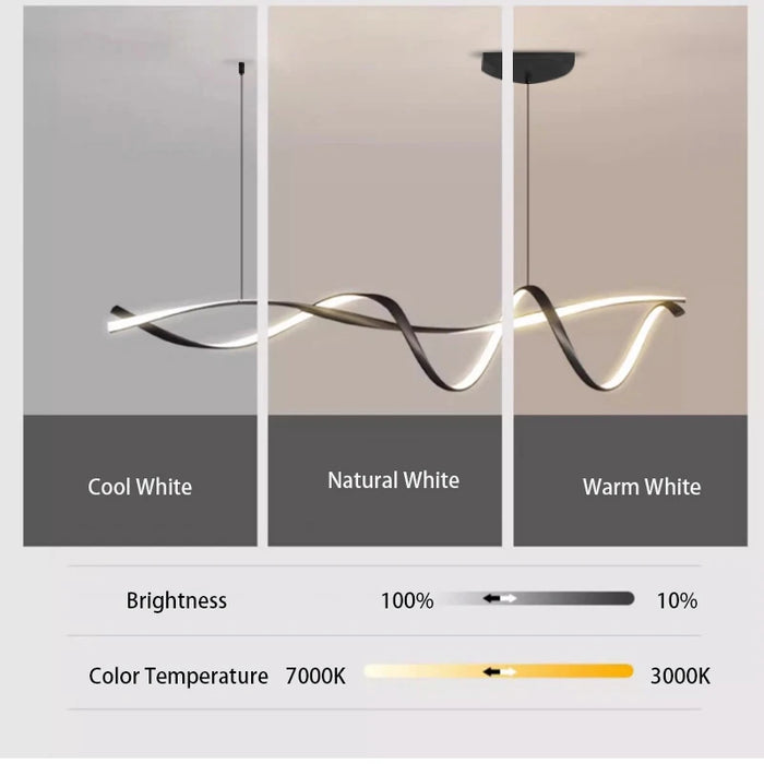 Modern LED Pendant Light – NEO Gleam Black Aluminum Chandelier with Remote Control - Samanta Factory