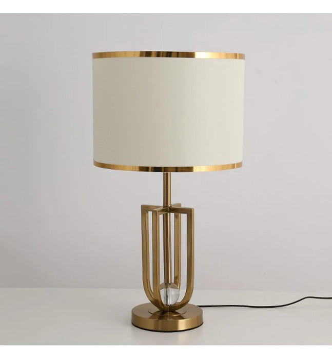 European-Style Bedside Table Lamp – Fabric Shade with Crystal Accent