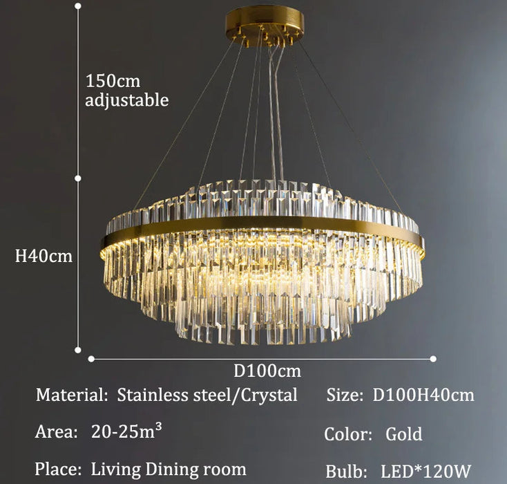 Modern Luxury LED Crystal Chandelier – Dimmable Remote-Controlled Ceiling Light
