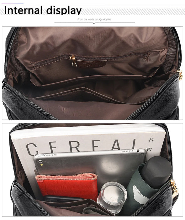 Women’s Leather Backpack – Fashionable White Shoulder Bag for Travel & School - Samanta Factory