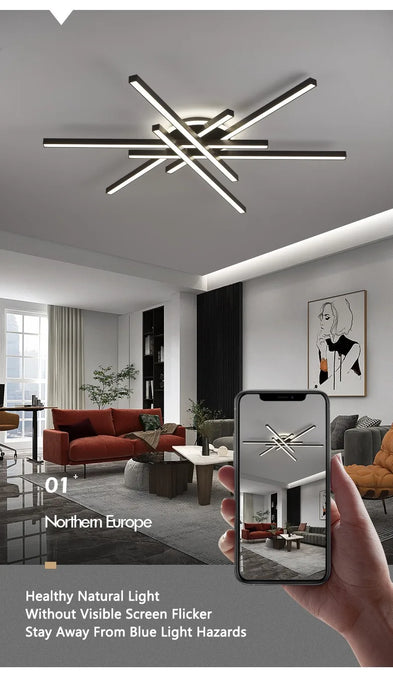 LED Ceiling Light – Modern 4-Bulb Aluminum Fixture for Living Spaces
