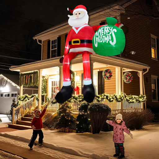 8FT Inflatable Christmas Santa Holding Gift Bag with LED Lights for Outdoor Yard Decoration

