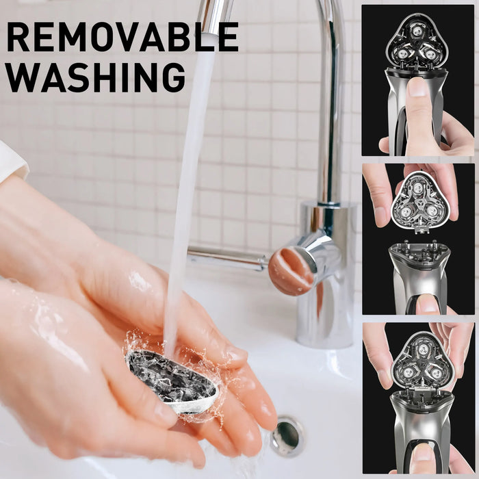 Electric Shaver for Men – 3D Floating Heads with Auto-Grinding Blades & Smart ESM System - Samanta Factory