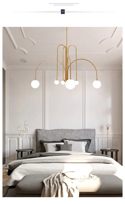 Modern LED Chandelier – Frosted Glass Pendant Light for Elegant Interiors