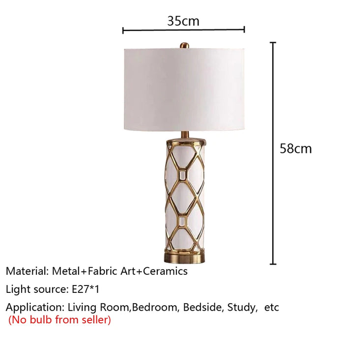 Nordic Ceramic Table Lamp – Elegant Fabric Shade Light for Bedroom & Living Room