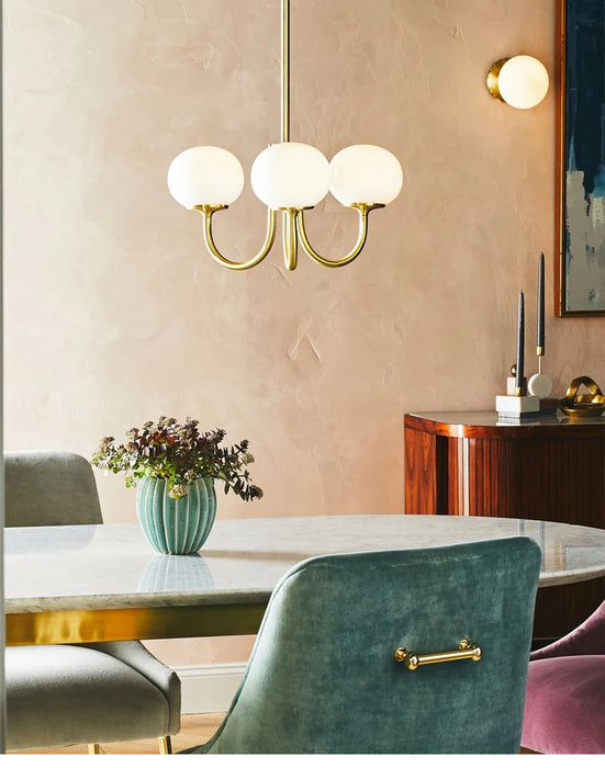 Nordic Pink Bedroom Lamp – Warm Romantic Bauhaus Chandelier