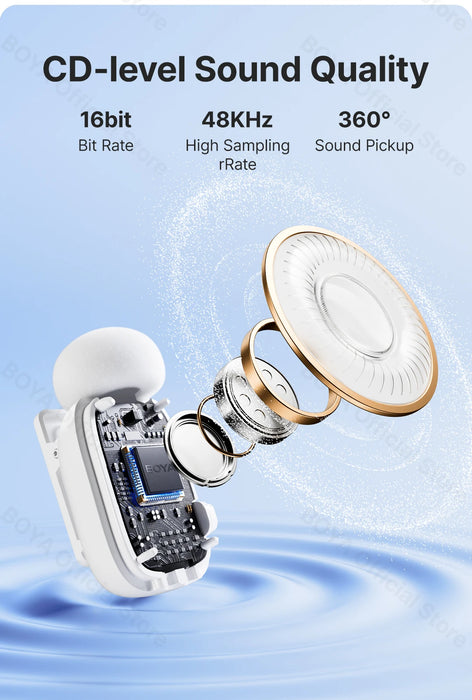 BOYA Mini Wireless Microphone – 2.4GHz Lavalier Mic with Charging Case for iPhone & Android - Samanta Factory