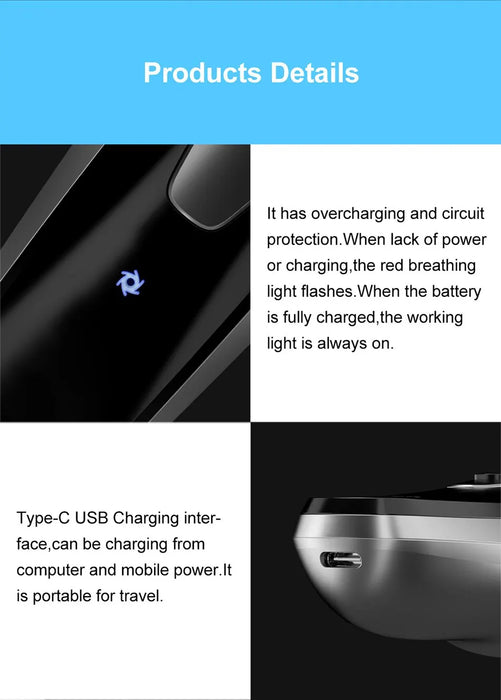 Electric Shaver for Men – 3D Floating Heads with Auto-Grinding Blades & Smart ESM System - Samanta Factory