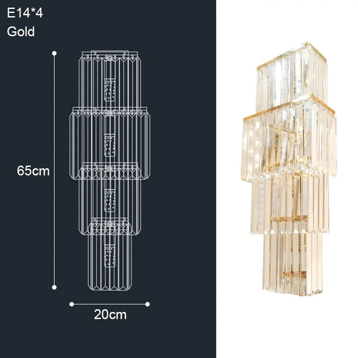 Crystal Wall Lamp – Modern Gold LED Lighting for Dining & Bedroom