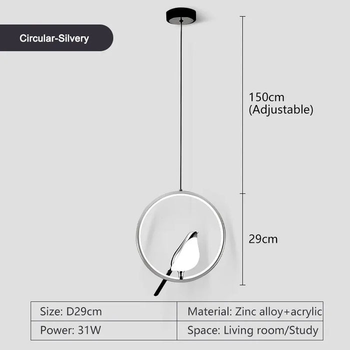 Bird Pendant Light – Modern Gold & Silver Hanging Lamp with Rotatable Magpie Design - Samanta Factory