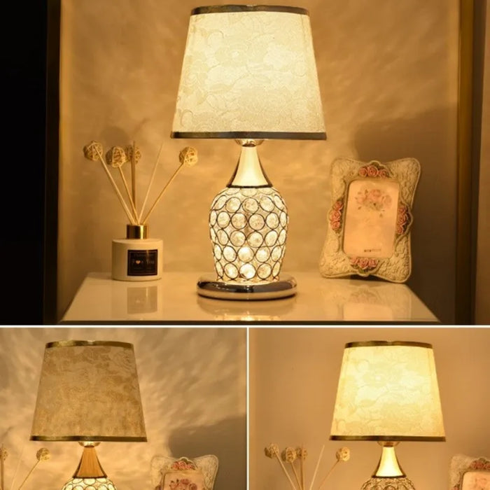 Crystal Table Lamp – Elegant Bedside Light with Polished Chrome Finish
