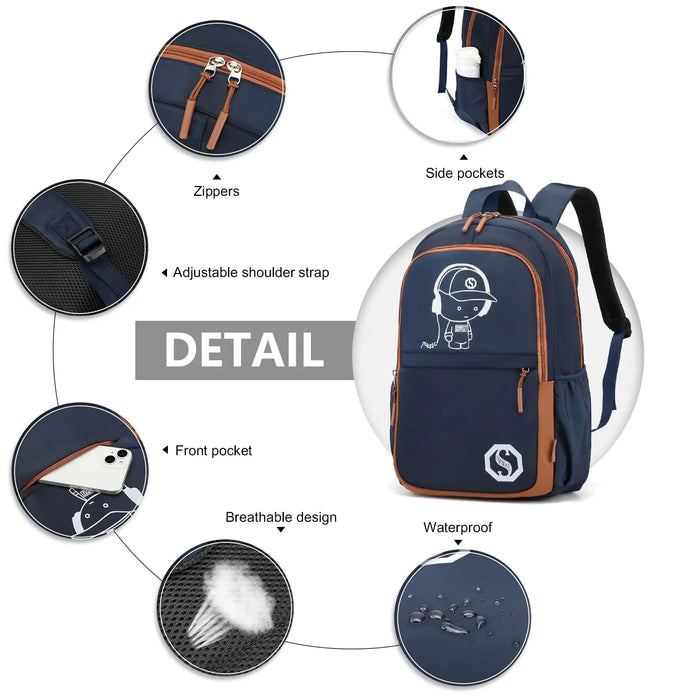 Luminous School Backpack Set – 3-in-1 Glow-in-the-Dark Bag with Laptop Compartment & Accessories - Samanta Factory
