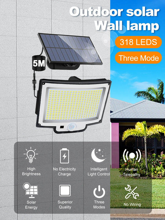 Solar Security Light – 3-Head Motion Sensor with Super Bright 348 LEDs