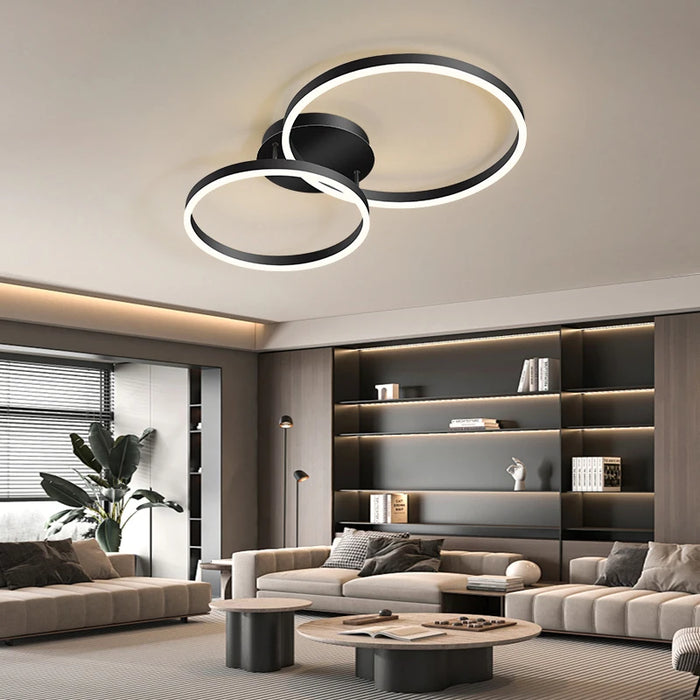 Modern LED Chandelier – Dimmable Semi-Flush Mount with Remote Control