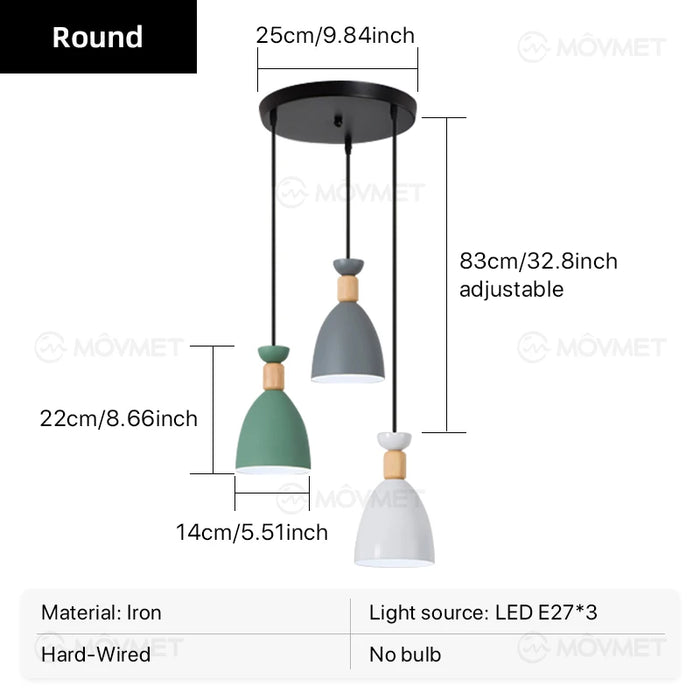 Modern Pendant Light – Triple Head Design with E27 Base for Stylish Interiors - Samanta Factory