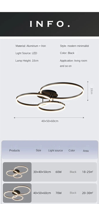 LED Ceiling Light – Art Deco Aluminum Design with Dimmable LED Bulbs