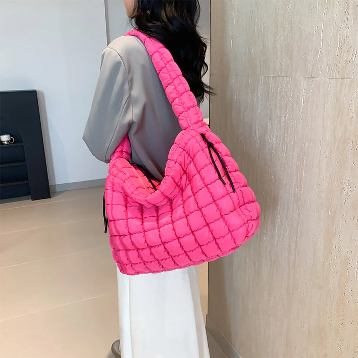 Women’s Puffer Shoulder Bag – Fashion Bubble Tote with Large Capacity - Samanta Factory