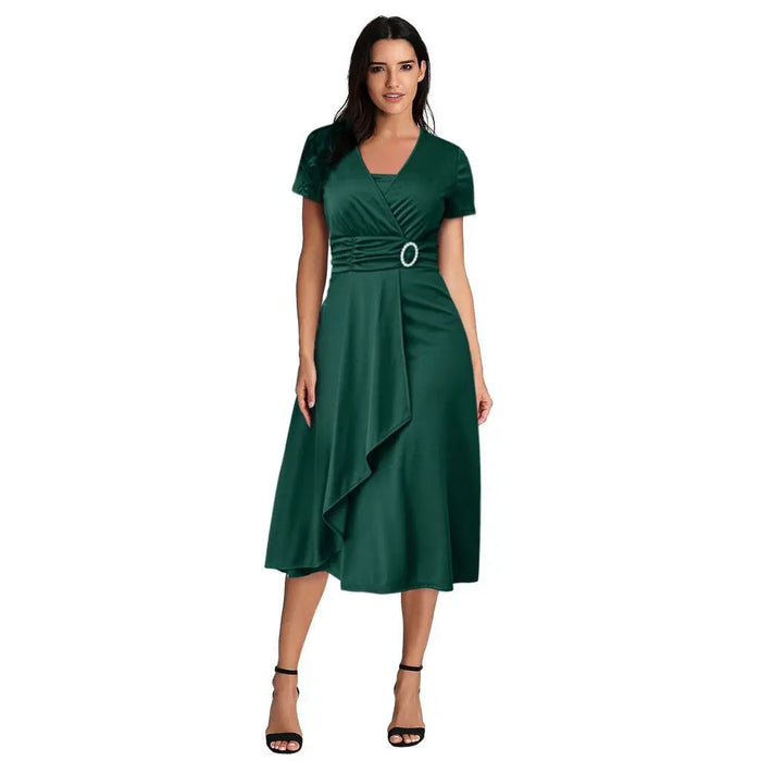 A-Line Casual Midi Dress – High Stretch Polyester for All-Day Comfort - Samanta Factory
