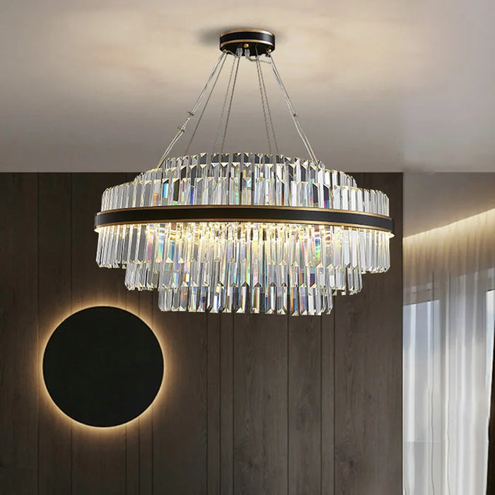 Modern Luxury LED Crystal Chandelier – Dimmable Remote-Controlled Ceiling Light