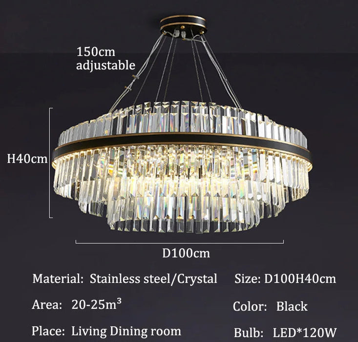Modern Luxury LED Crystal Chandelier – Dimmable Remote-Controlled Ceiling Light