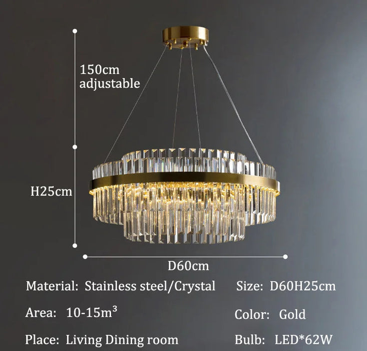 Modern Luxury LED Crystal Chandelier – Dimmable Remote-Controlled Ceiling Light