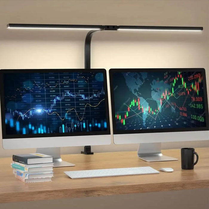 Double-Head LED Desk Lamp – Wide, Adjustable Lighting with 10 Brightness Levels - Samanta Factory