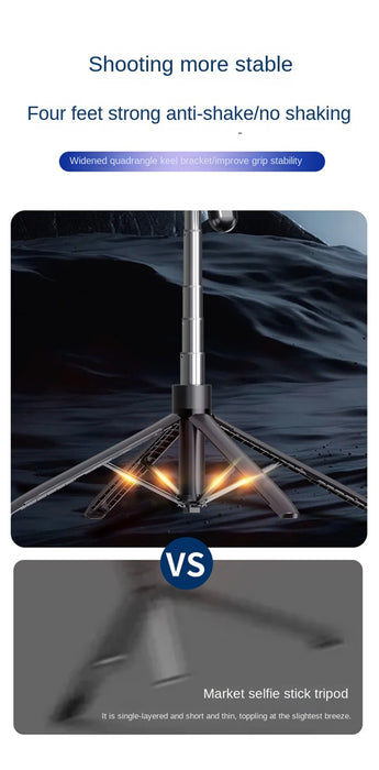 Bluetooth Selfie Stick Tripod – Lightweight 180cm Extendable with Remote for iOS & Android - Samanta Factory