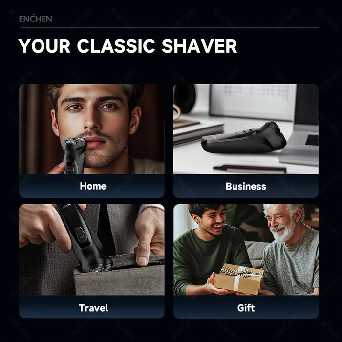 Electric Shaver for Men – 3D Floating Heads with Auto-Grinding Blades & Smart ESM System - Samanta Factory
