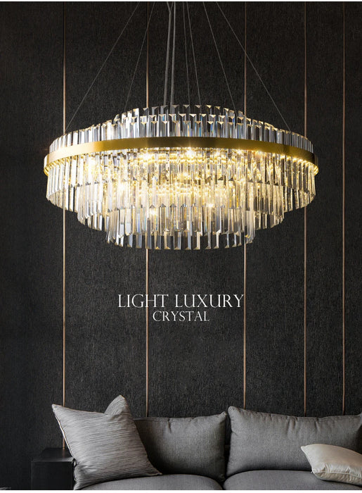 Modern Luxury LED Crystal Chandelier – Dimmable Remote-Controlled Ceiling Light