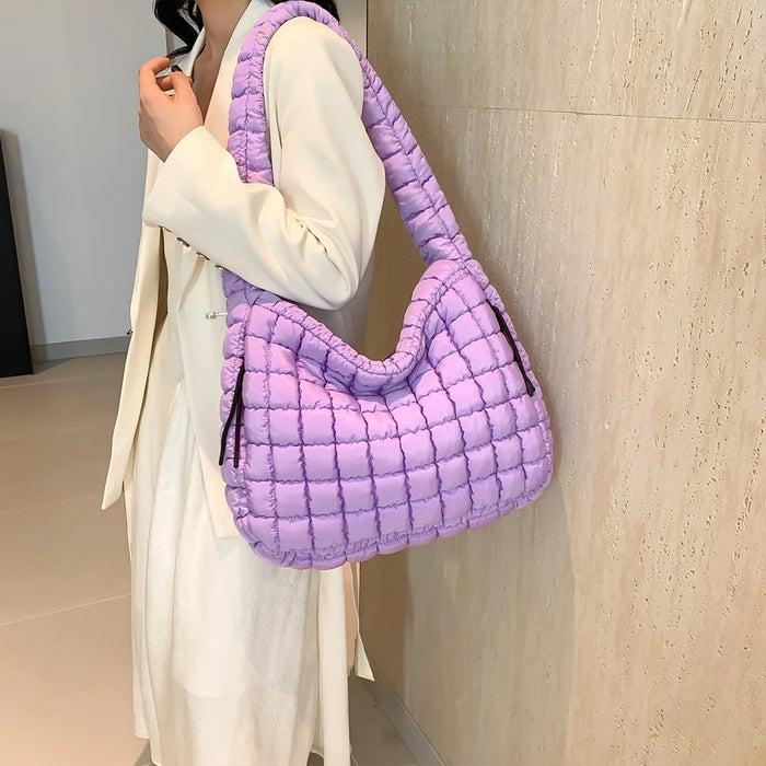 Women’s Puffer Shoulder Bag – Fashion Bubble Tote with Large Capacity - Samanta Factory