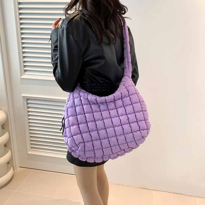 Women’s Puffer Shoulder Bag – Fashion Bubble Tote with Large Capacity - Samanta Factory