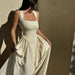 Camisole Dress – Pleated A-Line Elegance with Square Neck - Samanta Factory