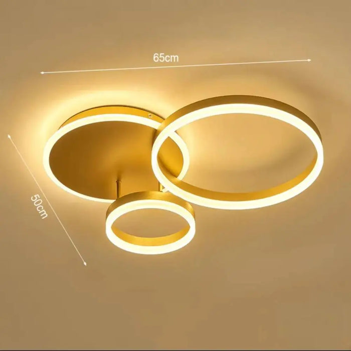 LED Ceiling Light – Modern Gold Triple-Ring Design with Remote Control - Samanta Factory