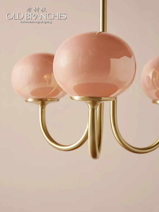 Nordic Pink Bedroom Lamp – Warm Romantic Bauhaus Chandelier