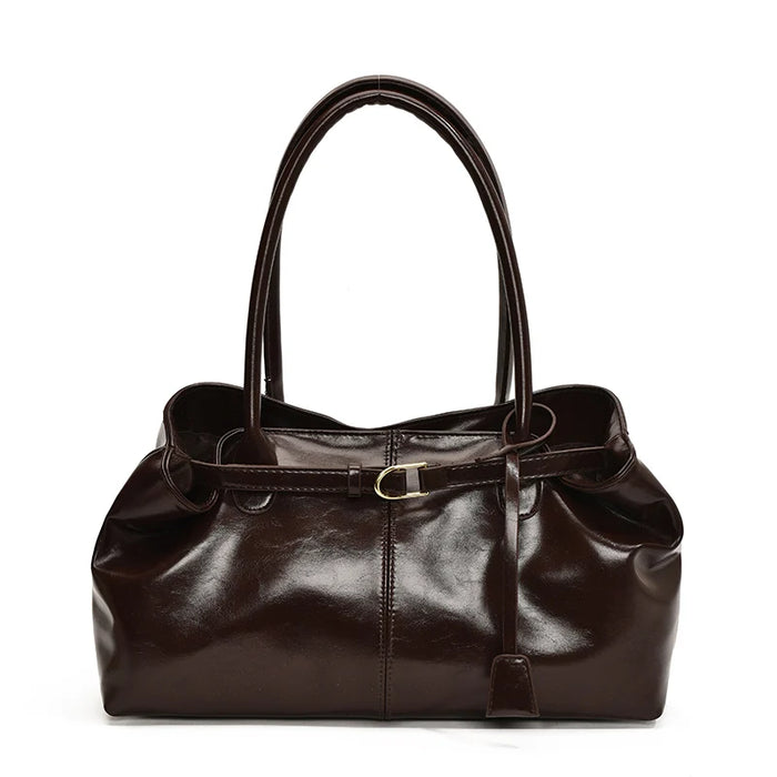 Stylish Vegan Leather Tote Bag with Tassel Detail and Spacious Interior - Samanta Factory
