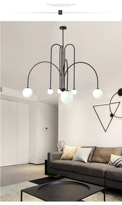 Modern LED Chandelier – Frosted Glass Pendant Light for Elegant Interiors