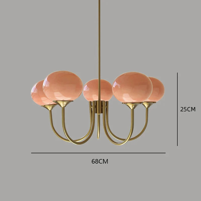 Nordic Pink Bedroom Lamp – Warm Romantic Bauhaus Chandelier