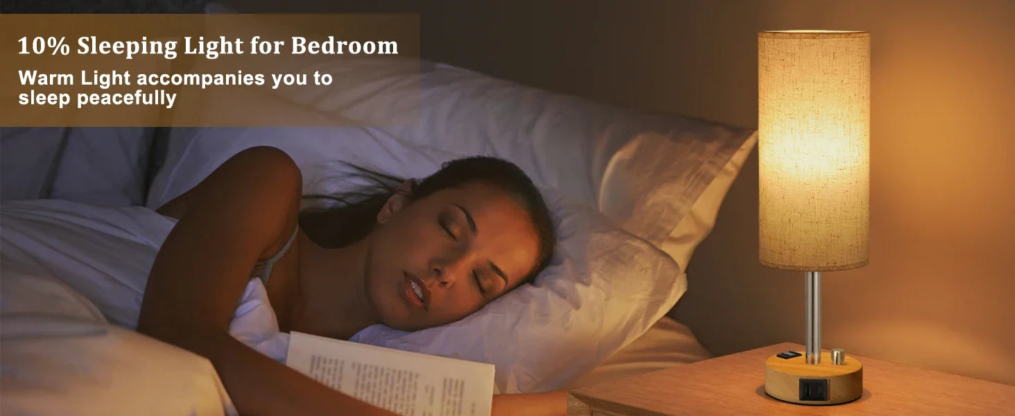 Bedside Table Lamp – Dimmable Lighting with USB-A & USB-C Charging Ports - Samanta Factory
