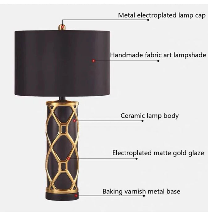 Nordic Ceramic Table Lamp – Elegant Fabric Shade Light for Bedroom & Living Room