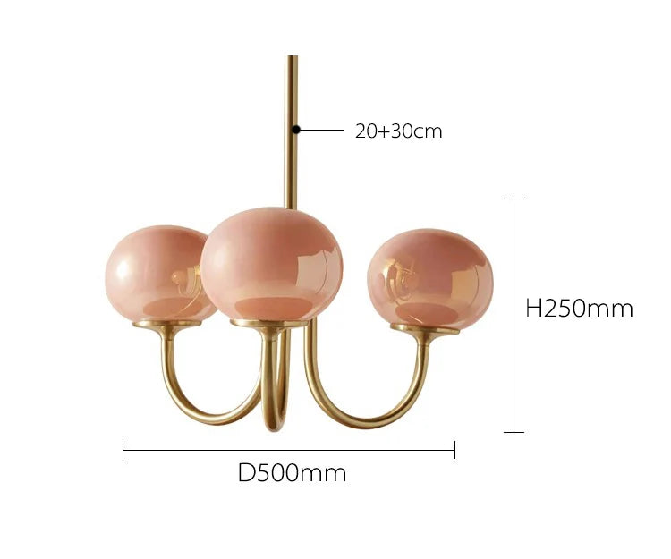 Nordic Pink Bedroom Lamp – Warm Romantic Bauhaus Chandelier