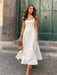 A-line Strap Long Dress – Square Neck & Backless Design - Samanta Factory