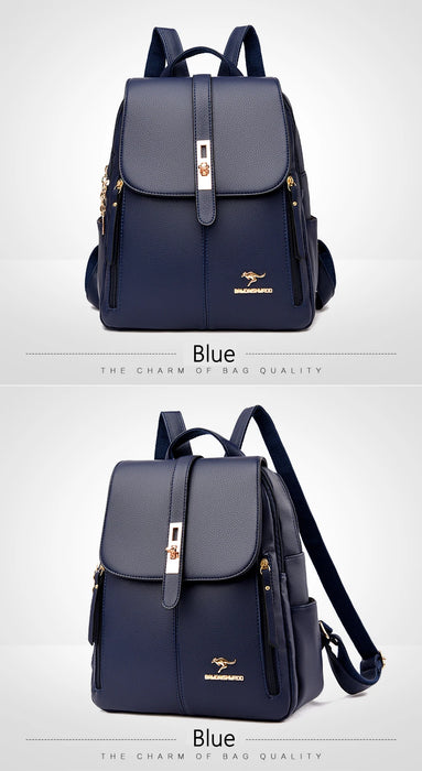 Women’s Leather Backpack – Fashionable White Shoulder Bag for Travel & School - Samanta Factory