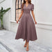 Junior Y2K Midi Dress – Puff Sleeves & Slim A-Line Silhouette - Samanta Factory